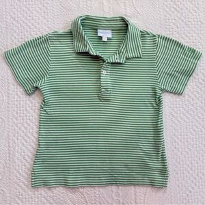 Little English Polo Shirt Boy’s Size 6 Green White Striped